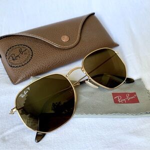 Ray-Ban hexagonal flat lenses sunglasses in gold RB3548N